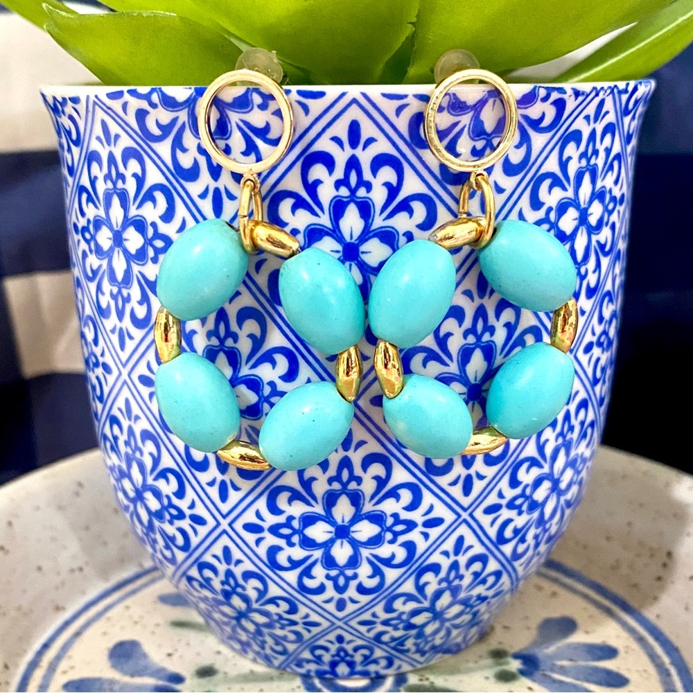 Turquoise Stone Earrings - Picture 9 of 14